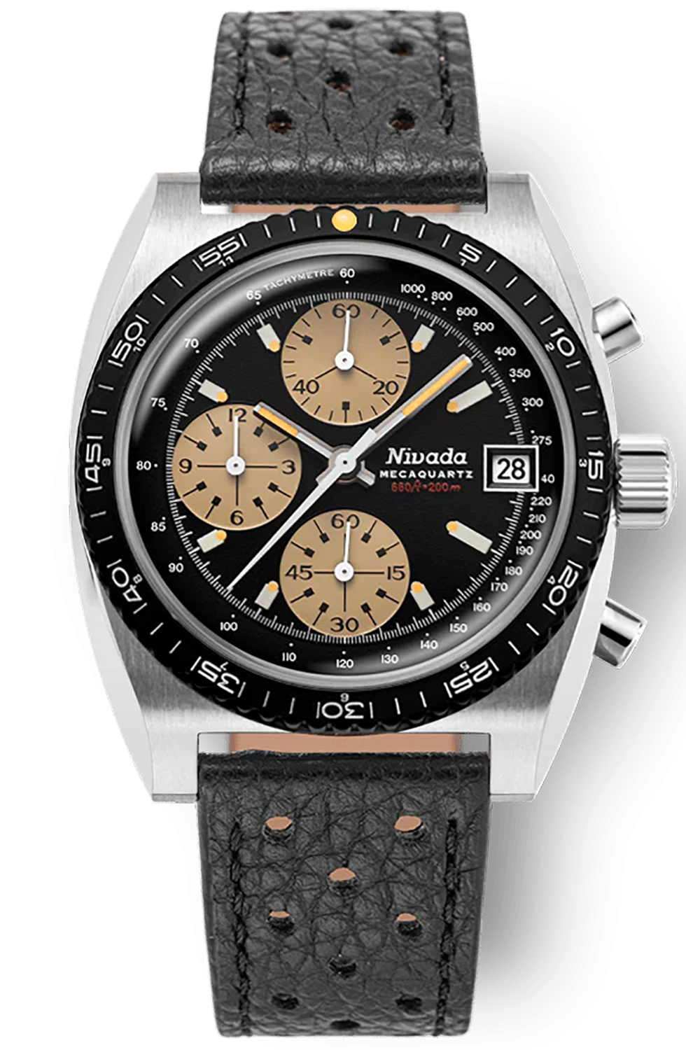 Nivada Grenchen Autochron Mecaquartz Läderband 77001Q10