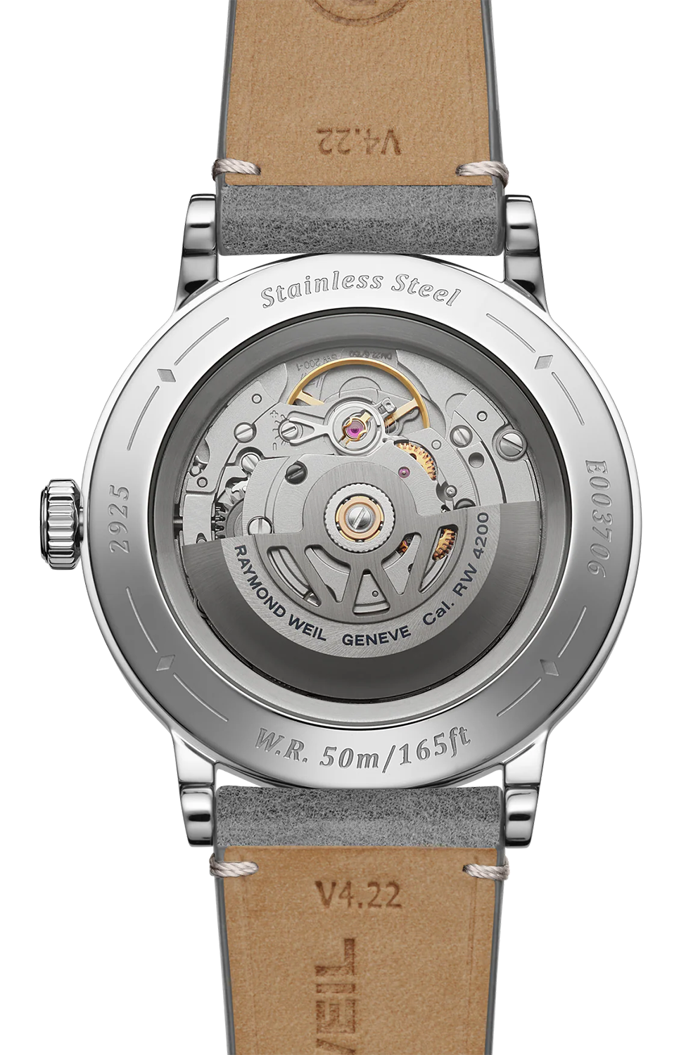 Raymond Weil Millesime Herrarmbandsur Automatisk Grå Läderrem