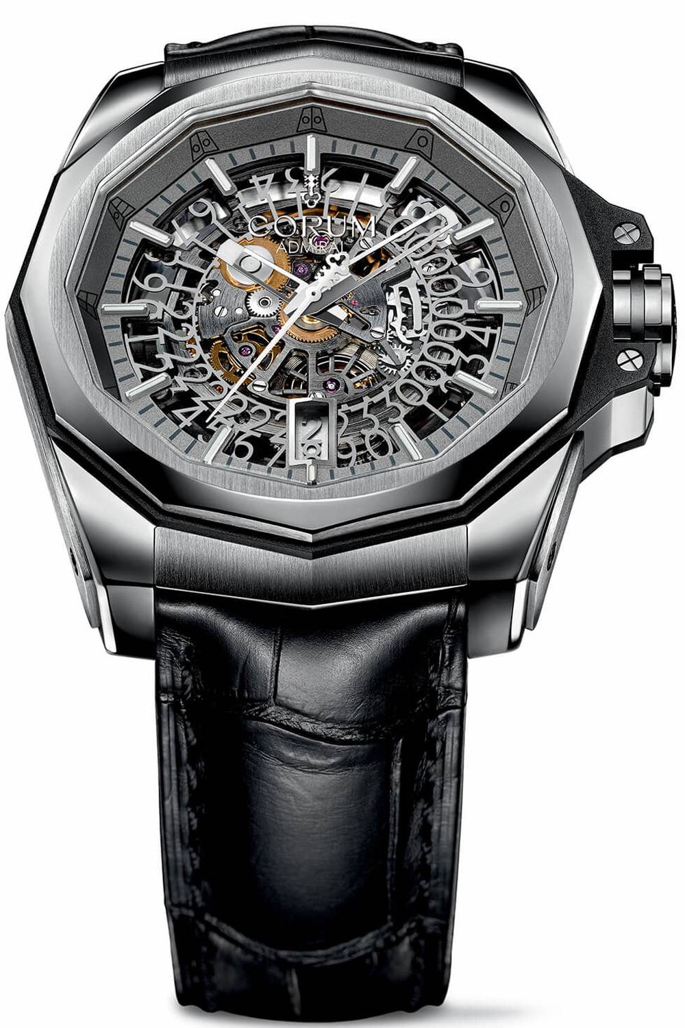 Corum Admiral's Cup 45mm Skelettskuren TiTan  & Läder