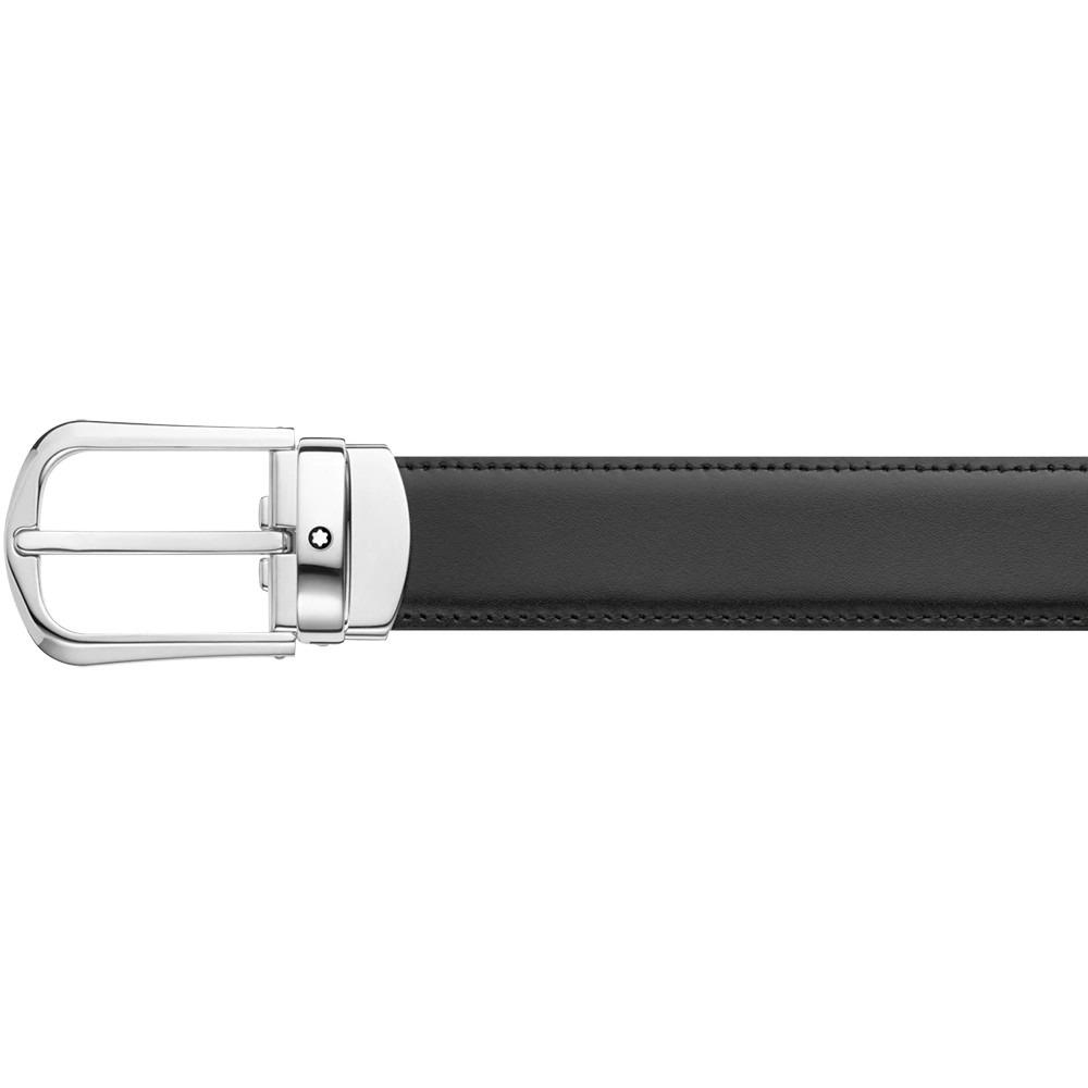 Montblanc - Meisterstück Black & Brown Horseshoe Pin Buckle Belt Saffiano Leather Belt