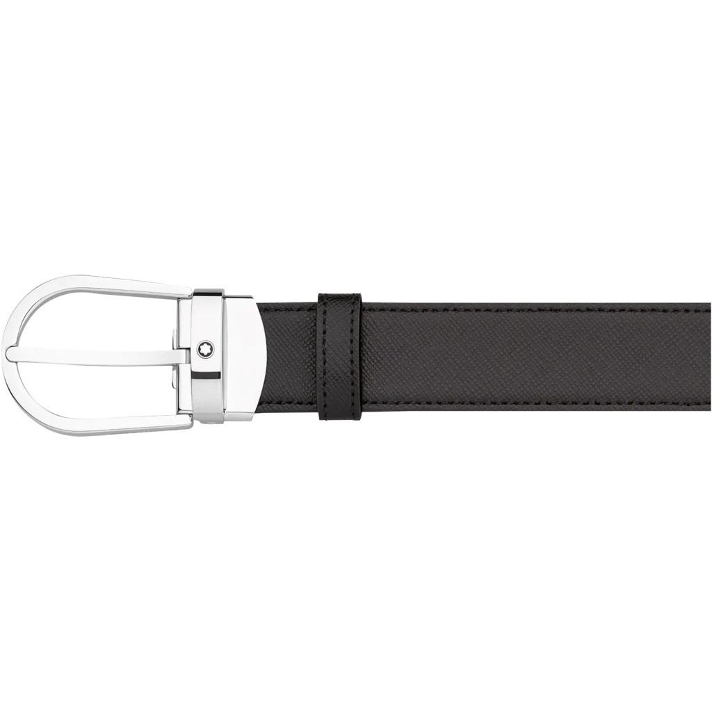 Montblanc - Meisterstück Horseshoe Black/Brown Saffiano Leather Belt MB113834