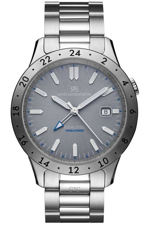 Sjöö Sandström - Royal Steel Worldtimer 41mm Grey Dial & Steel Bracelet 020036