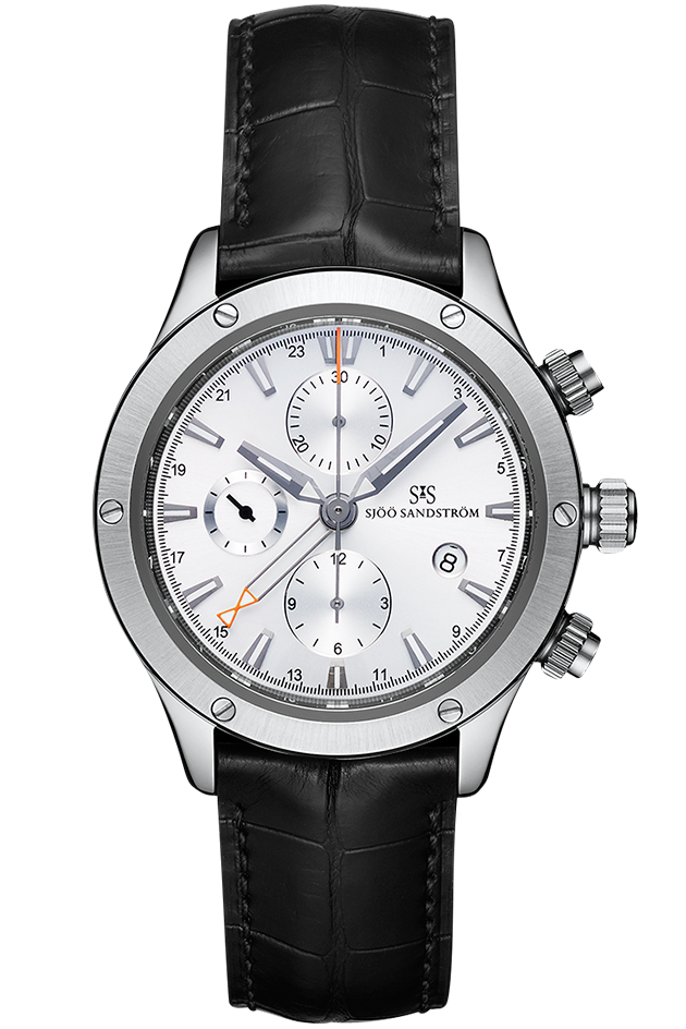 Sjöö Sandström - UTC EXTREME Silver & Alligator strap 015162