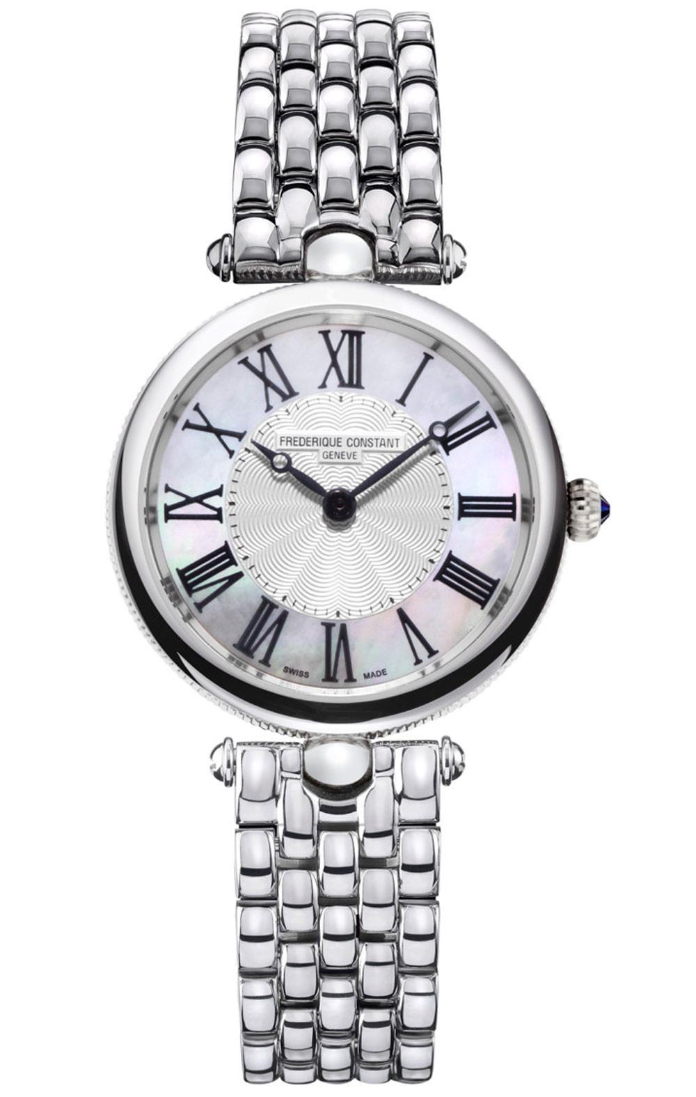 Frederique Constant Classics Art Déco 30mm Rund Stållänk Pärlemor & Stål