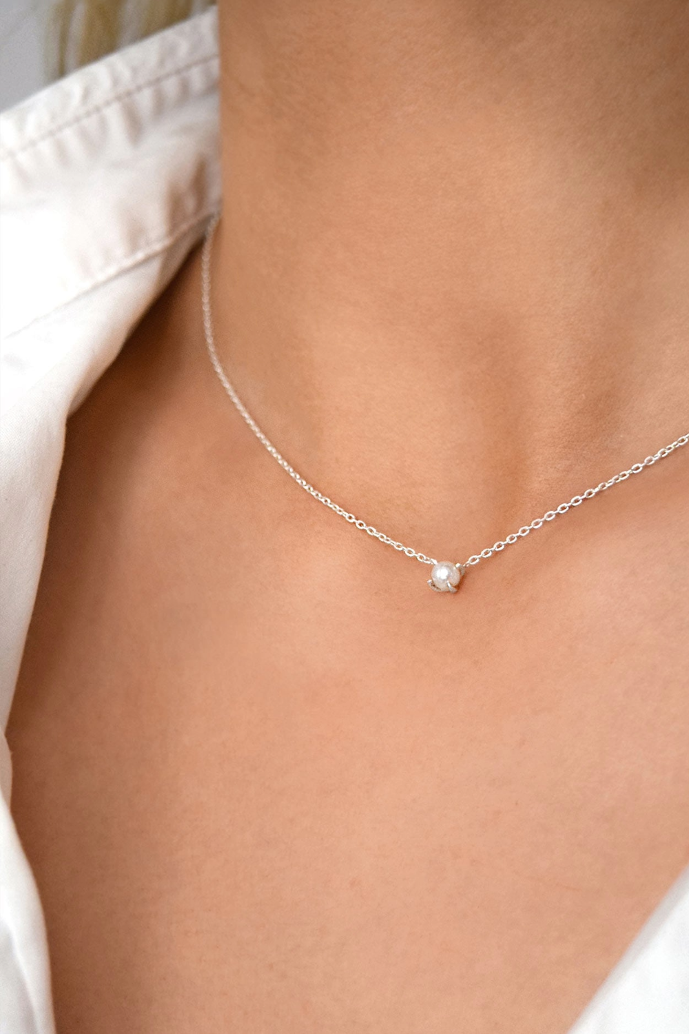 Drakenberg Sjölin Petite Pearl-halsband i silver PPL-N1M451-S