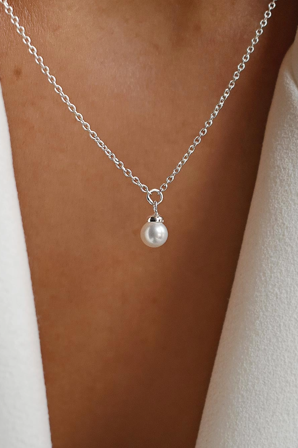 Drakenberg Sjölin Petite Pearl enkel halskedja silver PPL-N12S451-S